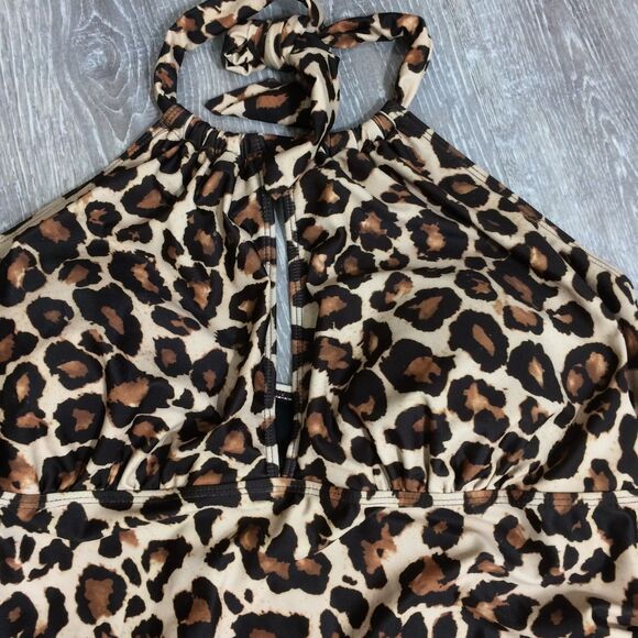NEW Aqua Eve Leopard 1 Piece Halter Swimsuit Size 22W NWT Wear Two Ways Plus - Picture 5 of 8